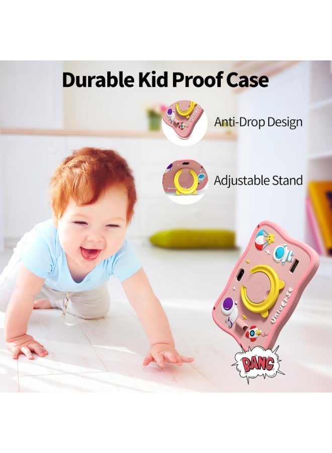 LBMT تابلت للأطفال مقاس 7 بوصات بحافظة مضادة للصدمات، نظام أندرويد 14 وطراز رباعي النواة، تابلت للأطفال بسعة 8GB+128GB مع تحكم أبووي، تابلت تعليمي للأطفال مع واي فاي 5، بلوتوث، كاميرتين، تعليم، ألعاب، للأطفال من عمر 2-12 سنة، مناسب للأطفال (زهري) - Image 4